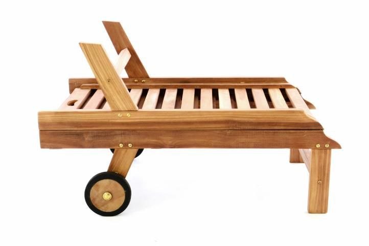 Regulowany leżak z drewna tekowego z kółkami, składany 200m